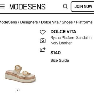 Dolce Vita Rysha Buckle Platform Leather Sandal Casual Beach Ivory Size 8.5